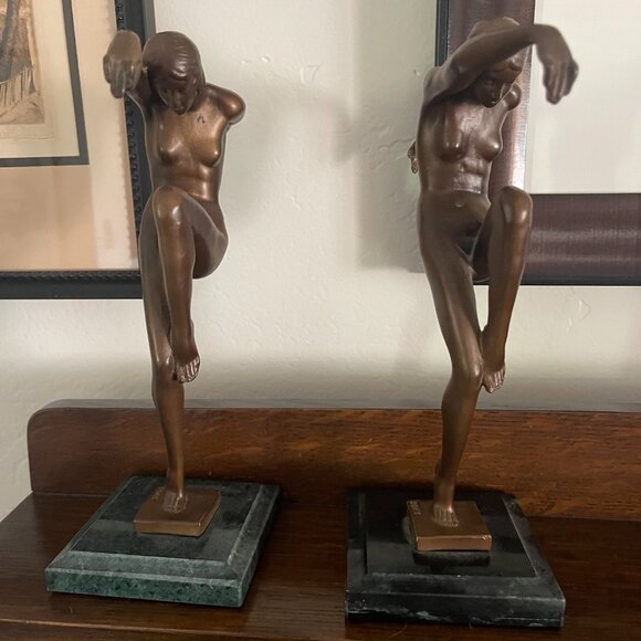 Art Deco Bronze French Female Dancers - Pair - Picture 6 of 8